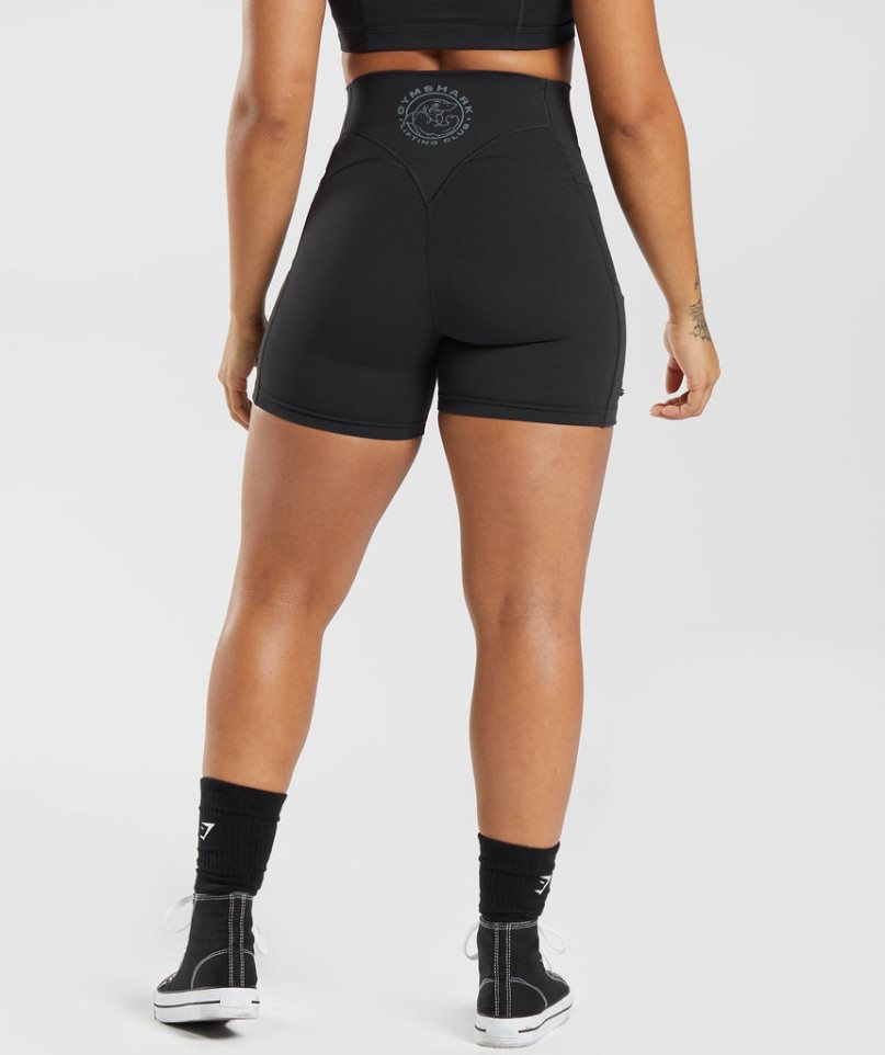 Women's Gymshark Legacy Ruched Tight Shorts Black | CA 503AND